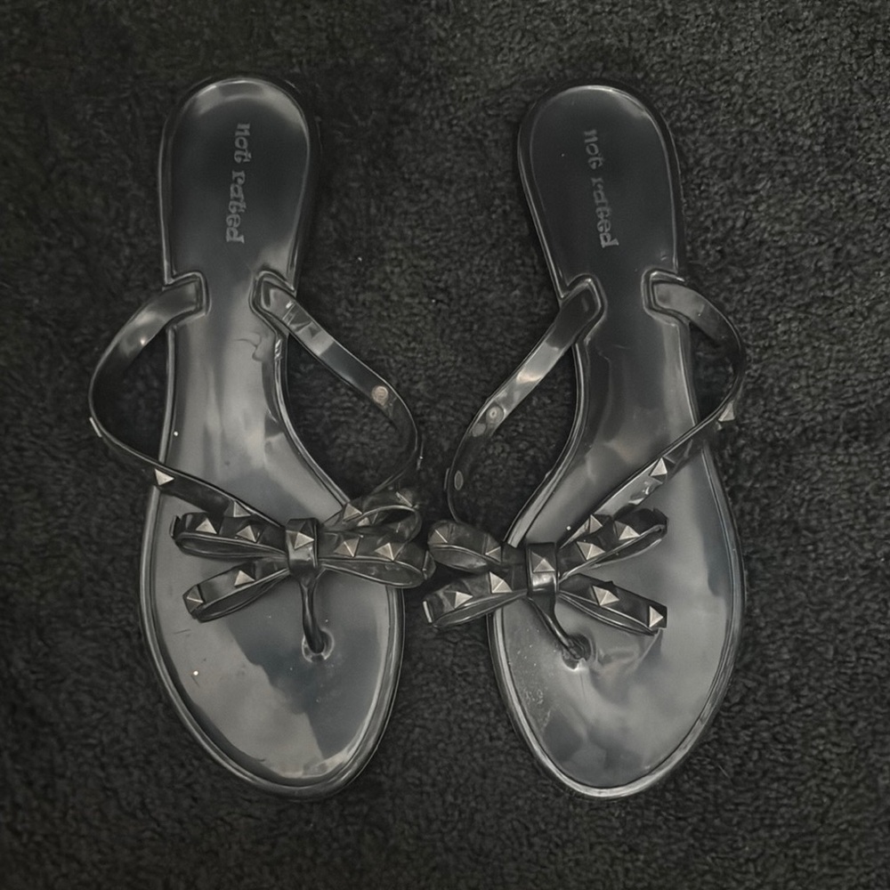 Not Rated Black Studded Bow Flip Flop